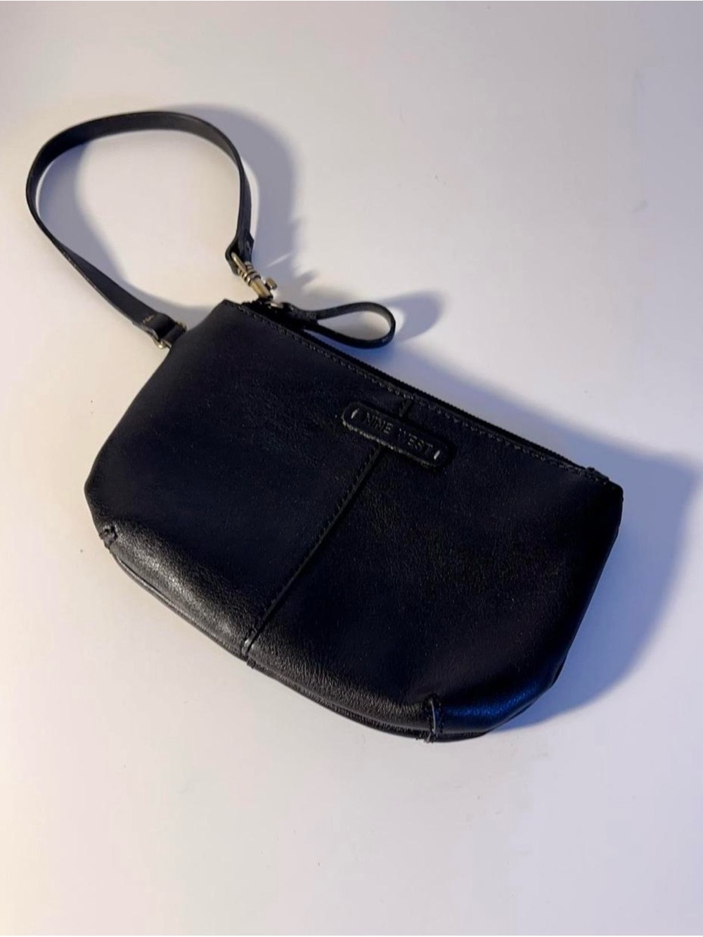 Nine West Black Leather Wristlet with Strap